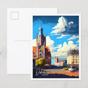 Ostrava Tschechische Kunst Vintage-Reiseillustrati Postkarte