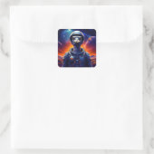 Ostrich Astronaut Quadratischer Aufkleber (Tasche)