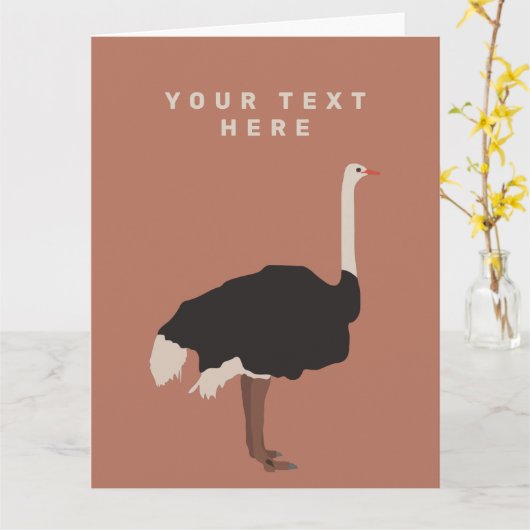 Ostrich Bird Illustration Karte (Gelbe Blume)