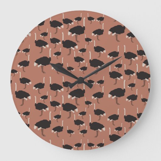 Ostrich Bird Illustration Muster  Große Wanduhr (Vorderseite)