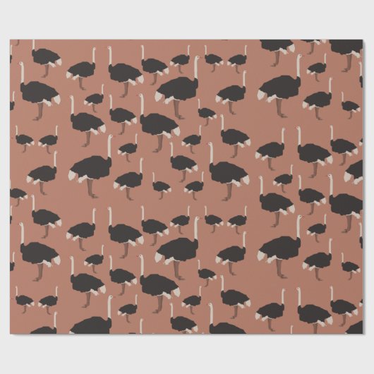 Ostrich Bird Illustration Pattern Geschenkpapier (Flach)
