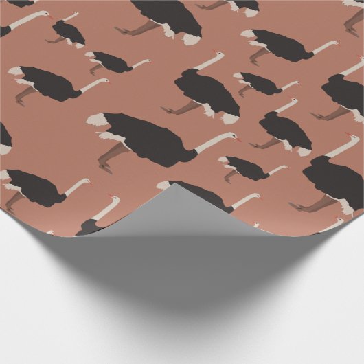 Ostrich Bird Illustration Pattern Geschenkpapier (Ecke)