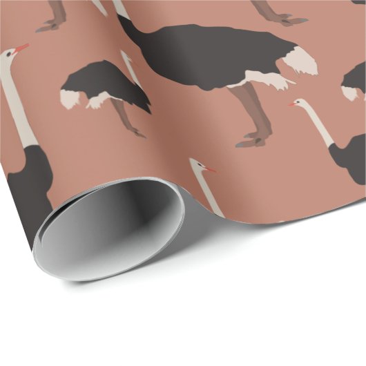 Ostrich Bird Illustration Pattern Geschenkpapier (Rolleneckpunkt)