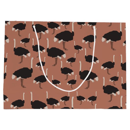 Ostrich Bird Illustration Pattern Große Geschenktüte (Rückseite)
