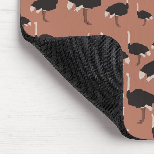 Ostrich Bird Illustration Pattern Mousepad (Ecke)