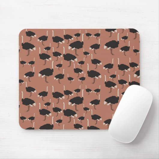 Ostrich Bird Illustration Pattern Mousepad (Mit Mouse)