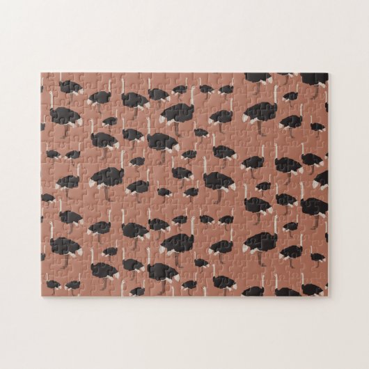 Ostrich Bird Illustration Pattern Puzzle (Horizontal)