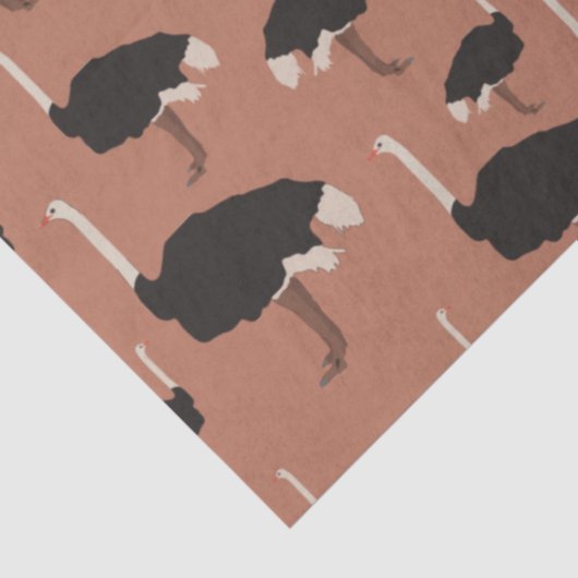 Ostrich Bird Illustration Pattern Seidenpapier (Ausschnitt)