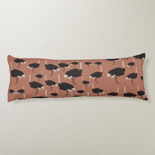 Ostrich Bird Illustration Pattern Seitenschläferkissen (Rückseite)