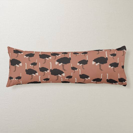 Ostrich Bird Illustration Pattern Seitenschläferkissen (Vorderseite)