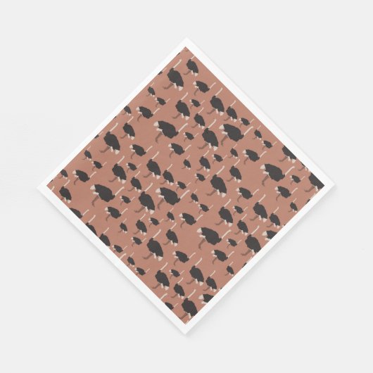 Ostrich Bird Illustration Pattern Serviette (Ecke)