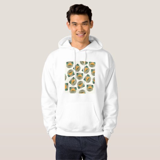 Ostrich Bird-Muster Hoodie (Vorne ganz)