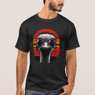 Ostrich Bird Sonnenbrille Sunset Retro Style Vinta T-Shirt