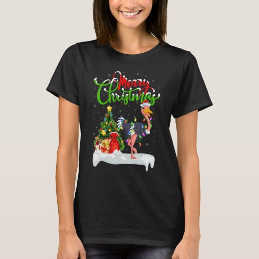 Ostrich Bird   Xmas Decorations Santa Ostrich Chri T-Shirt (Vorderseite)