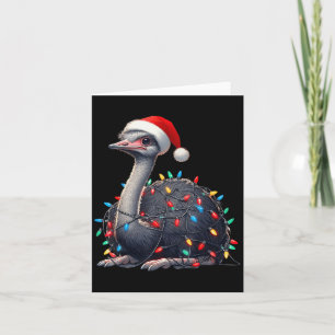 Ostrich Christmas Lights Funny Weihnachtsmannmütze Karte