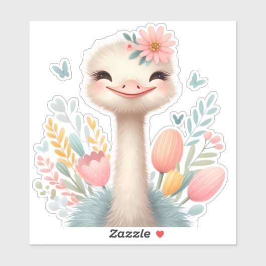 Ostrich Custom Cut Scrapbooking Sticker (Blatt)