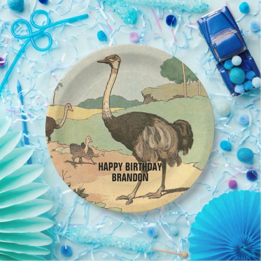 Ostrich Family Children's Party Pappteller (Party)
