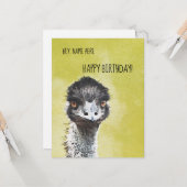 Ostrich Funny Birthday Card Karte (Vorderseite/Rückseite Beispiel)
