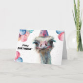 Ostrich Funny Colorful Balloons Happy Birthday Karte (Vorderseite)