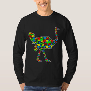 Ostrich Funny Puzzle Tiere Autismus Bewusstsein T-Shirt