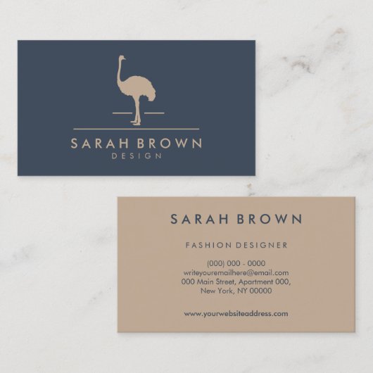 Ostrich Navy Visitenkarte (Vorne/Hinten)