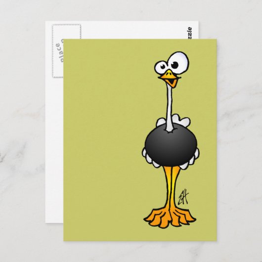 Ostrich Postkarte (Vorne/Hinten)