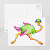 Ostrich Postkarte (Vorne/Hinten)