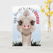 Ostrich Pun Funny Birthday Karte (Gelbe Blume)