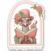 Ostrich Reading a Book Custom-Cut Vinyl Sticker (Vorderseite)