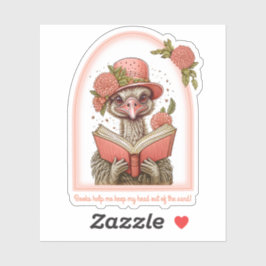 Ostrich Reading a Book Custom Cut Vinyl Sticker