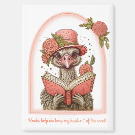 Ostrich Reading a Book Head Out of the Sand Magnet