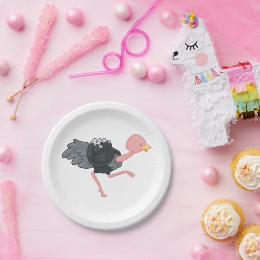 Ostrich Running Pappteller (Party)