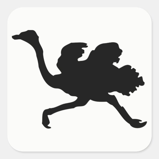 Ostrich-Silhouette Quadratischer Aufkleber (Vorderseite)