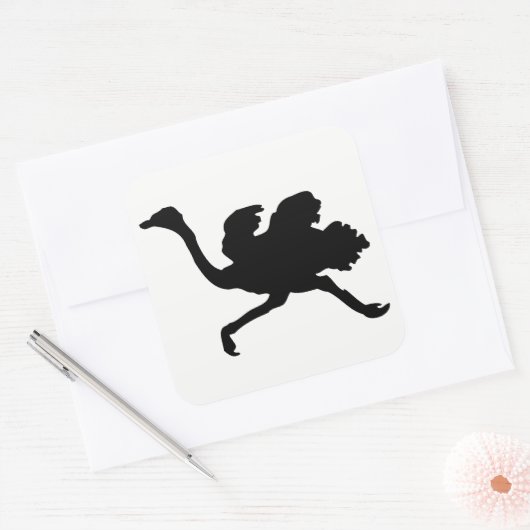 Ostrich-Silhouette Quadratischer Aufkleber (Umschlag)