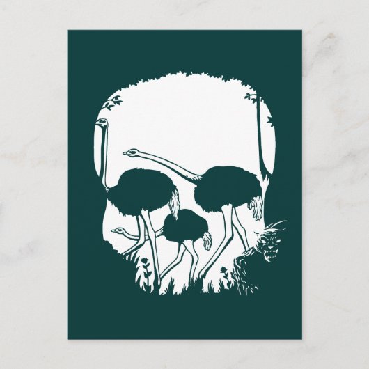 Ostrich Skull Illusion Postkarte (Vorderseite)