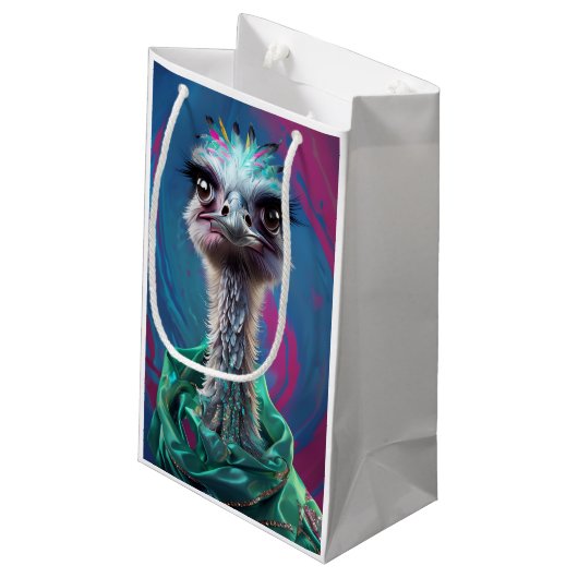 Ostrich themed  kleine geschenktüte (Rückseite Schrägansicht)