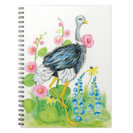 Ostrich Watercolor-Rose Notizblock