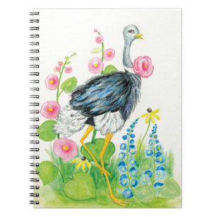 Ostrich Watercolor-Rose Notizblock