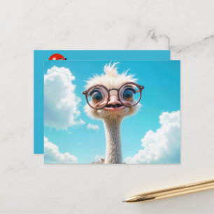 Ostrich Wearing Eyeglasses Postkarte