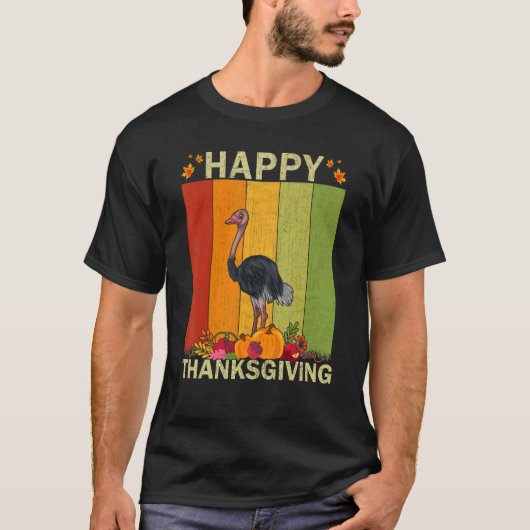 Ostriches   Retro Graphic Family Matching Thanksgi T-Shirt (Vorderseite)