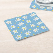 Ostsee Blau & Cloud Dancer Daisy Floral Untersetzer (angewinkelt)
