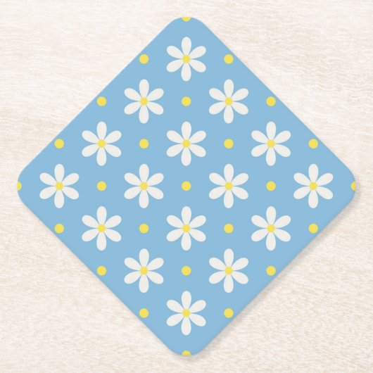 Ostsee Blau & Cloud Dancer Daisy Floral Untersetzer (Vorderseite)