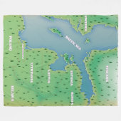 Ostsee-Karte Fleecedecke (Vorderseite (Horizontal))