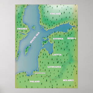 Ostsee-Karte Poster