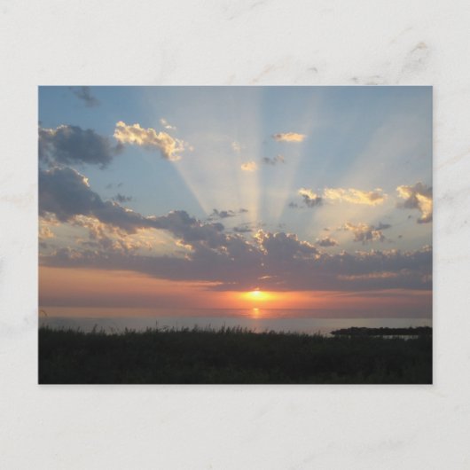 Ostsee Sonnenuntergang mit Lichtstrahlen Postkarte (Vorderseite)