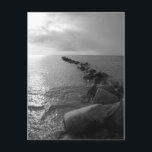 Ostseeinsel Fehmarn Postkarte<br><div class="desc">Ostseeinsel strand schwarz weiß Meer fehmarn steine Küste Ostsee Wasser Strände & Küste Schwarz/Weiß</div>