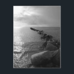 Ostseeinsel Fehmarn Postkarte<br><div class="desc">Ostseeinsel strand schwarz weiß Meer fehmarn steine Küste Ostsee Wasser Strände & Küste Schwarz/Weiß</div>