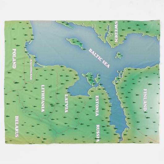 Ostseekarte Fleecedecke (Vorderseite (Horizontal))