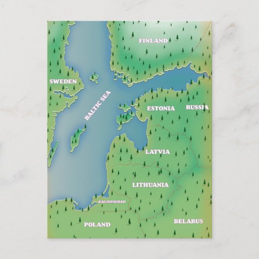 Ostseekarte Postkarte (Vorderseite)