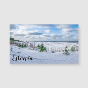 Ostseeküste im Winter schneebedeckt Magnetkarte